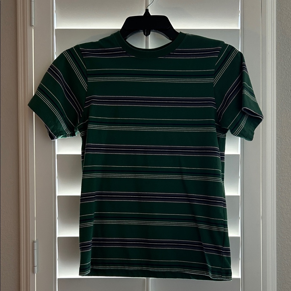 Wonder Nation Green Striped Kids Tee